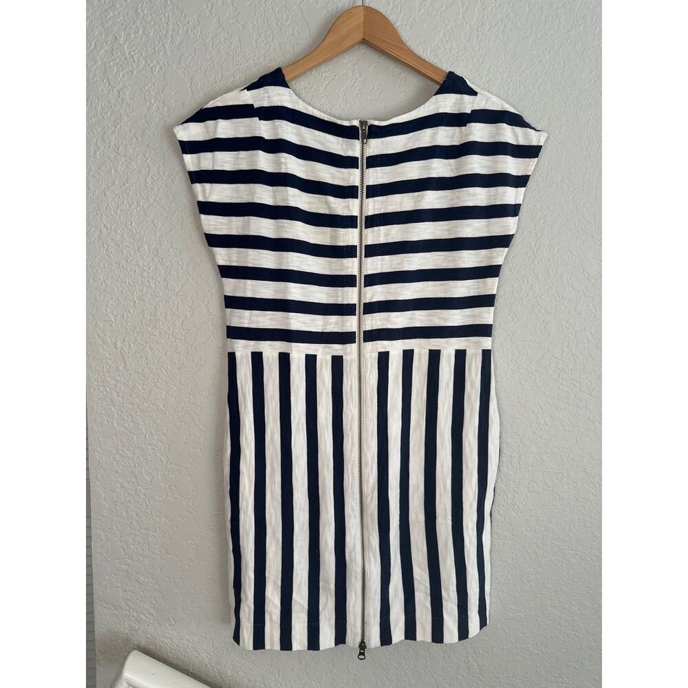 Madewell Blue Stripe Zipper Dress Preppy Nautical Vacation Seaside Coastal Yacht - Picture 5 of 8